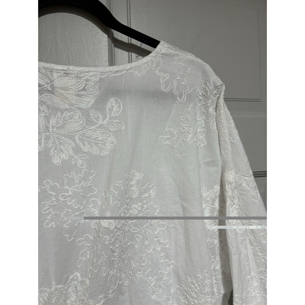 Cynthia Rowley Women 3/4 Sleeve Blouse Shirt White Embroidered Floral Size 3X - Picture 7 of 13